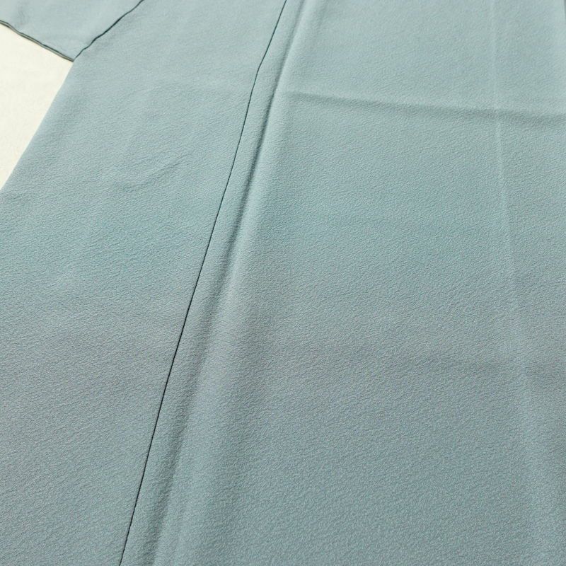 色無地 縮緬 一つ紋付き 丹後ちりめん 正絹 無地 袷仕立て 身丈160.5cm 裄丈63cm リサイクル着物 着物 お茶会 フォーマル 青・紺_画像5