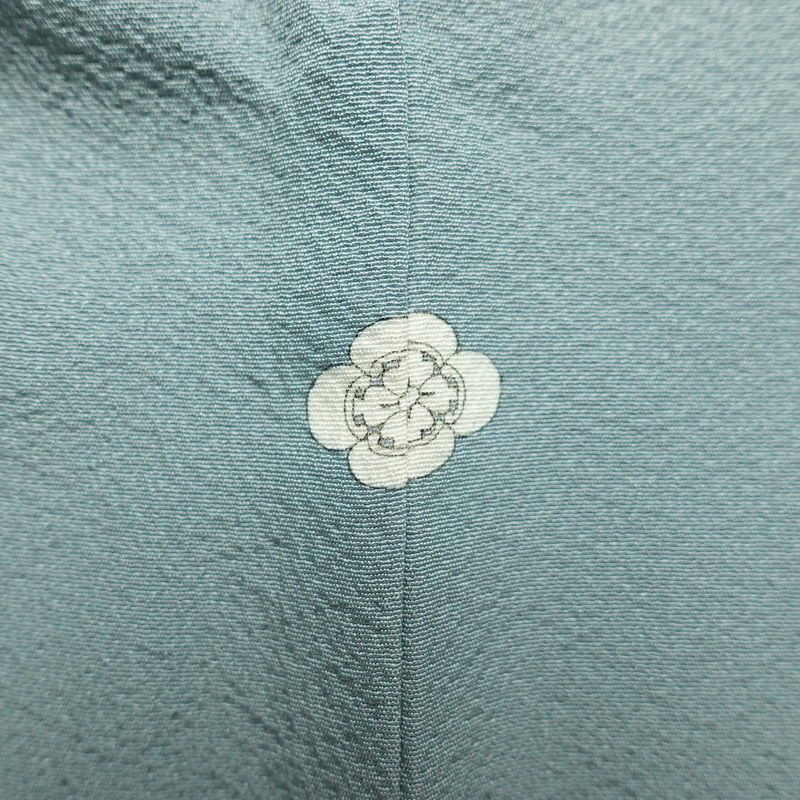 色無地 縮緬 一つ紋付き 丹後ちりめん 正絹 無地 袷仕立て 身丈160.5cm 裄丈63cm リサイクル着物 着物 お茶会 フォーマル 青・紺_画像11