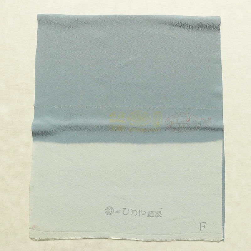 色無地 縮緬 一つ紋付き 丹後ちりめん 正絹 無地 袷仕立て 身丈160.5cm 裄丈63cm リサイクル着物 着物 お茶会 フォーマル 青・紺_画像21