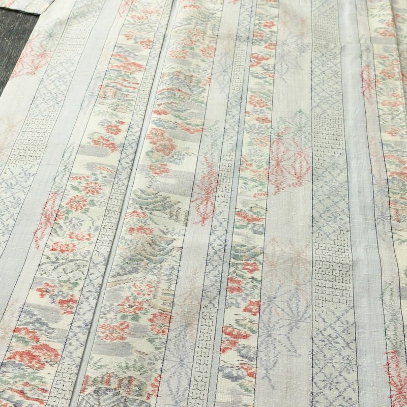 単衣 紬 正絹 縞柄・線柄 単衣仕立て 身丈160.5cm 裄丈64.5cm リサイクル着物 着物 青・紺_画像7