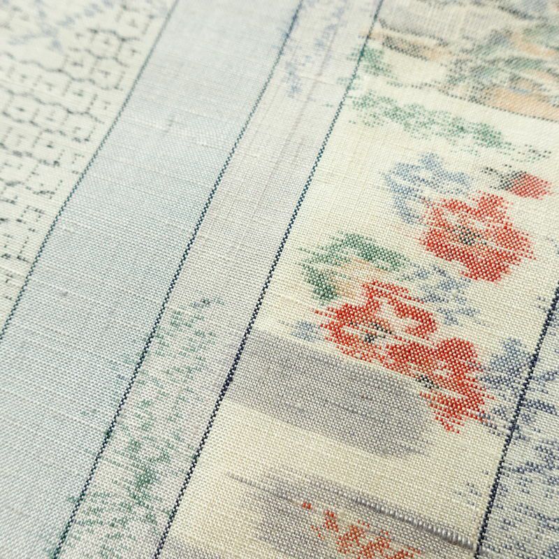 単衣 紬 正絹 縞柄・線柄 単衣仕立て 身丈160.5cm 裄丈64.5cm リサイクル着物 着物 青・紺_画像12