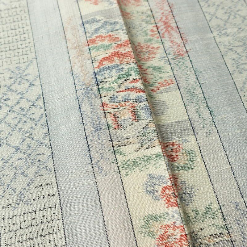 単衣 紬 正絹 縞柄・線柄 単衣仕立て 身丈160.5cm 裄丈64.5cm リサイクル着物 着物 青・紺_画像13