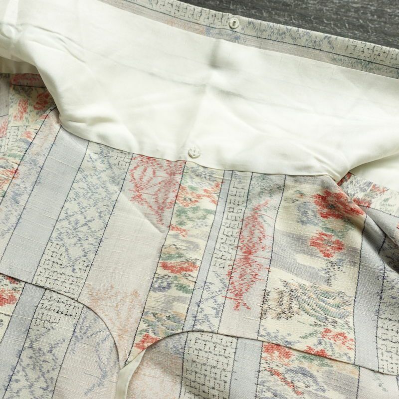 単衣 紬 正絹 縞柄・線柄 単衣仕立て 身丈160.5cm 裄丈64.5cm リサイクル着物 着物 青・紺_画像20