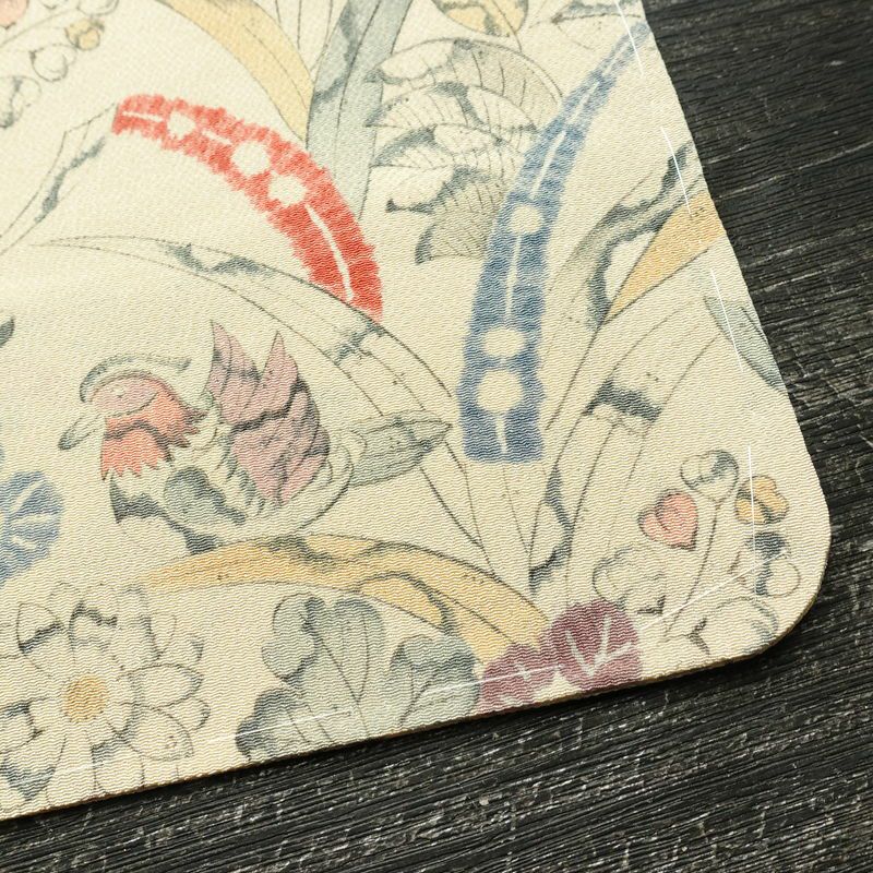 小紋 付下小紋 良品 しつけ糸付き 縮緬 正絹 花柄 袷仕立て 身丈158.5cm 裄丈64.5cm リサイクル着物 着物 ベージュ_画像17