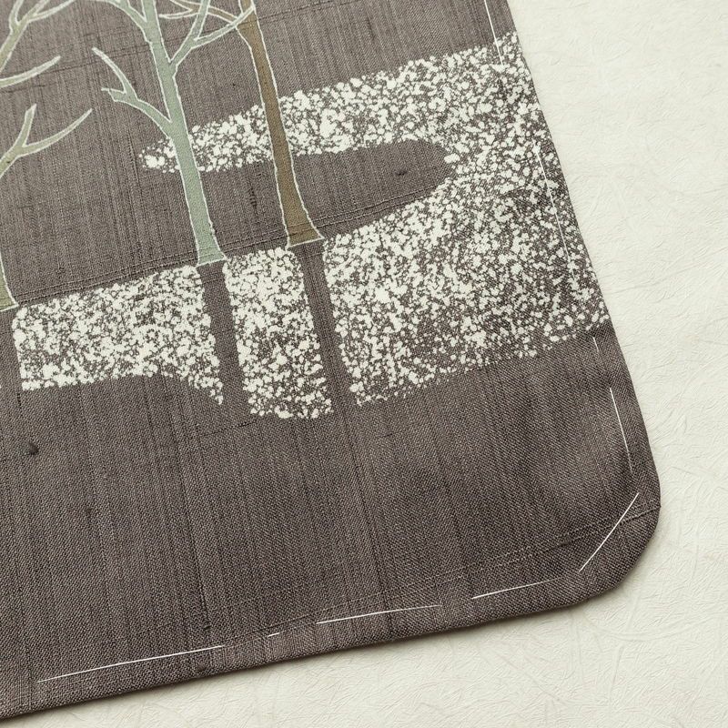 付け下げ 良品 落款入り しつけ糸付き 正絹 風景柄 袷仕立て 身丈155.5cm 裄丈63.5cm リサイクル着物 着物 洒落 紬地 茶_画像15