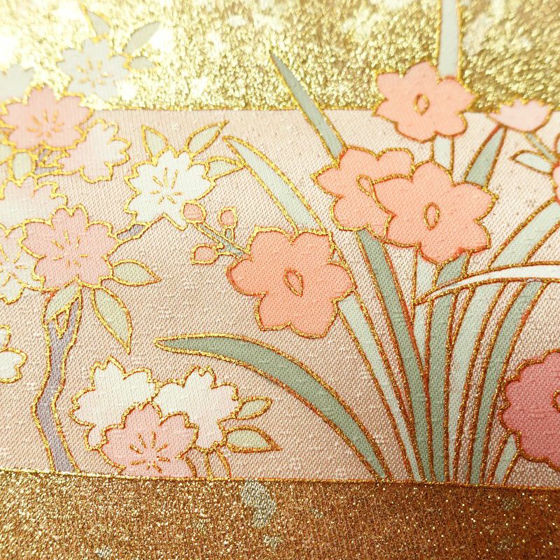 訪問着 美品 しつけ糸付き 正絹 古典柄 袷仕立て 身丈152cm 裄丈63.5cm リサイクル着物 着物 箔 金彩 入学式 卒業式 七五三 お宮参り フォーマル ピンク_画像8