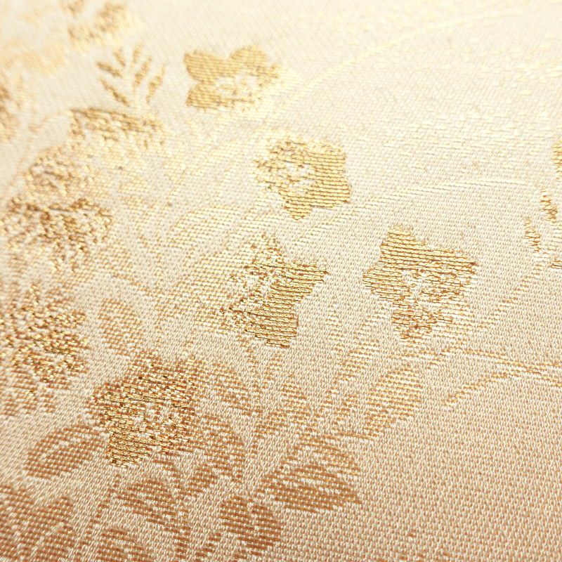 名古屋帯 六通柄 良品 正絹 古典柄 名古屋仕立て なごや帯 リサイクル帯 帯 引箔 雪輪 麻の葉 ベージュ_画像6