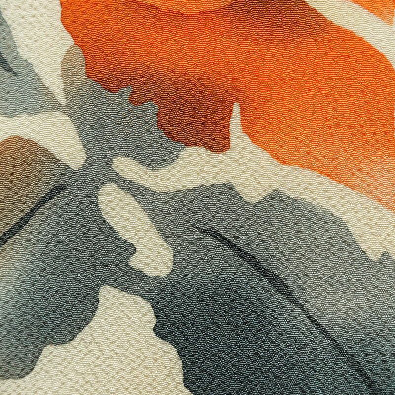 名古屋帯 太鼓柄 縮緬 正絹 花柄 名古屋仕立て なごや帯 リサイクル帯 帯 シンプル クリーム_画像5