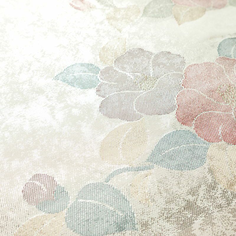 名古屋帯 六通柄 良品 正絹 花柄 名古屋仕立て なごや帯 リサイクル帯 帯 箔 金・銀_画像3