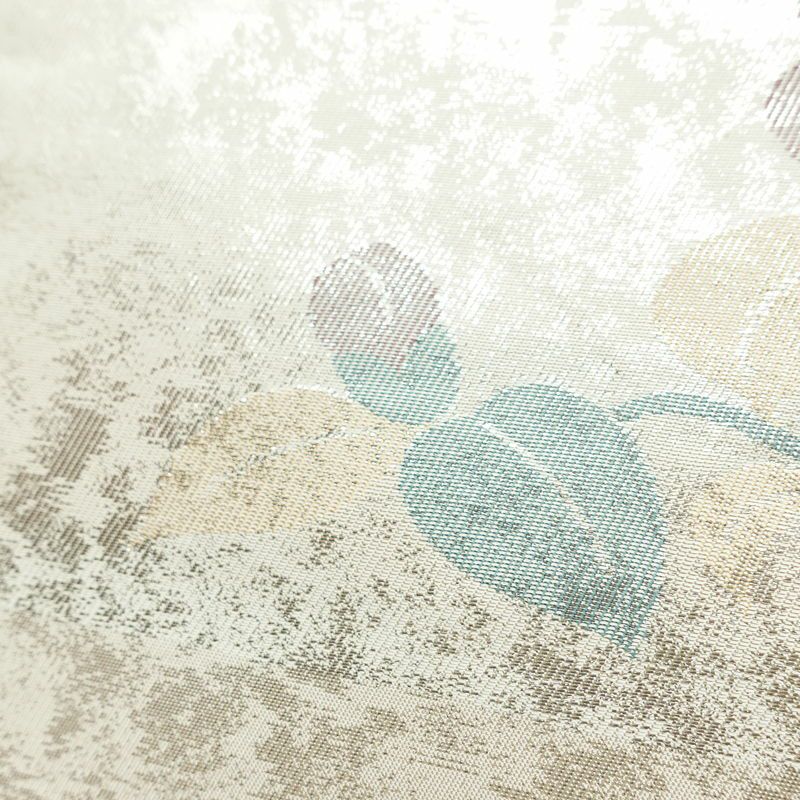 名古屋帯 六通柄 良品 正絹 花柄 名古屋仕立て なごや帯 リサイクル帯 帯 箔 金・銀_画像7