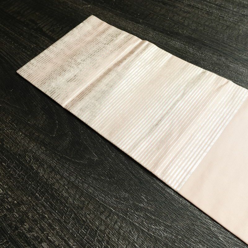 名古屋帯 六通柄 良品 正絹 花柄 名古屋仕立て なごや帯 リサイクル帯 帯 箔 金・銀_画像15