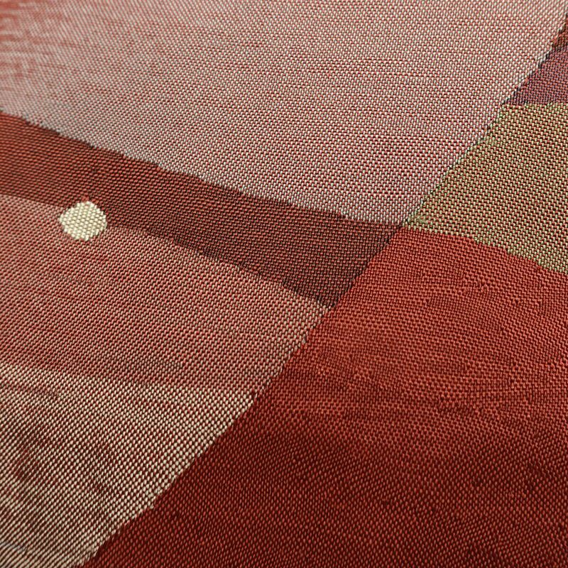 名古屋帯 太鼓柄 正絹 幾何学柄・抽象柄 名古屋仕立て なごや帯 リサイクル帯 帯 モダン 茶_画像3