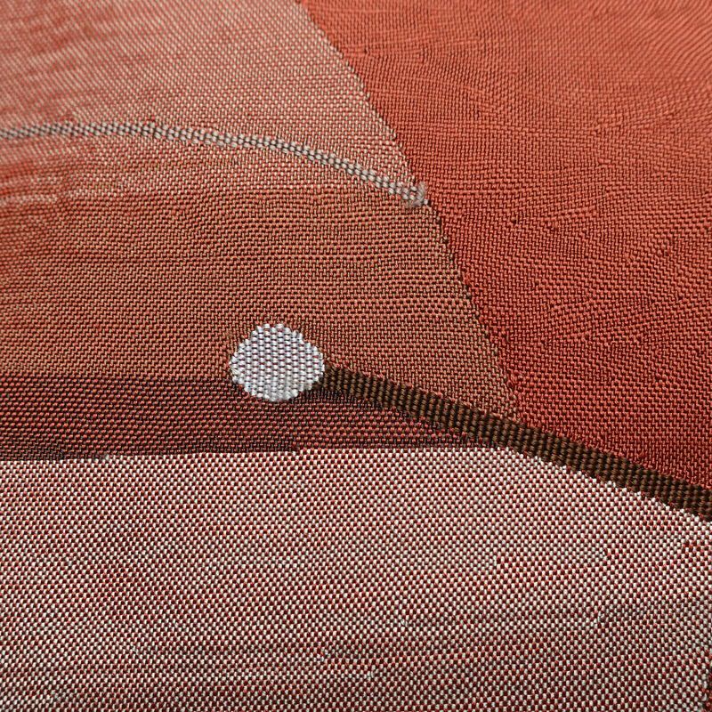 名古屋帯 太鼓柄 正絹 幾何学柄・抽象柄 名古屋仕立て なごや帯 リサイクル帯 帯 モダン 茶_画像4