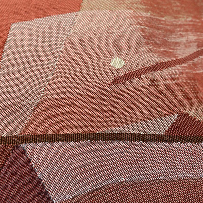 名古屋帯 太鼓柄 正絹 幾何学柄・抽象柄 名古屋仕立て なごや帯 リサイクル帯 帯 モダン 茶_画像5