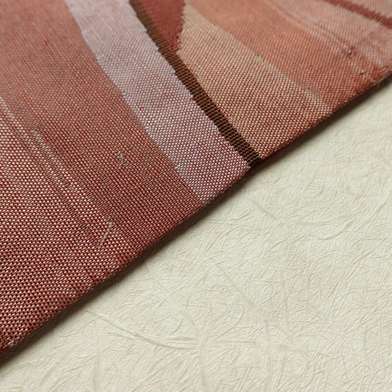 名古屋帯 太鼓柄 正絹 幾何学柄・抽象柄 名古屋仕立て なごや帯 リサイクル帯 帯 モダン 茶_画像12