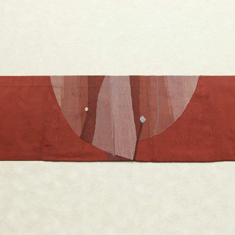 名古屋帯 太鼓柄 正絹 幾何学柄・抽象柄 名古屋仕立て なごや帯 リサイクル帯 帯 モダン 茶_画像13