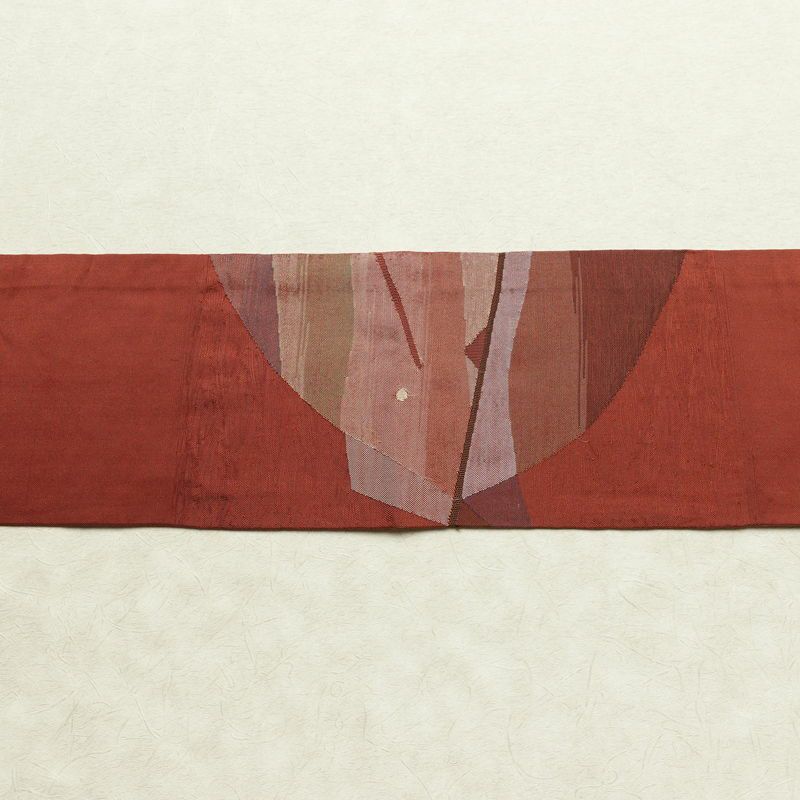 名古屋帯 太鼓柄 正絹 幾何学柄・抽象柄 名古屋仕立て なごや帯 リサイクル帯 帯 モダン 茶_画像14