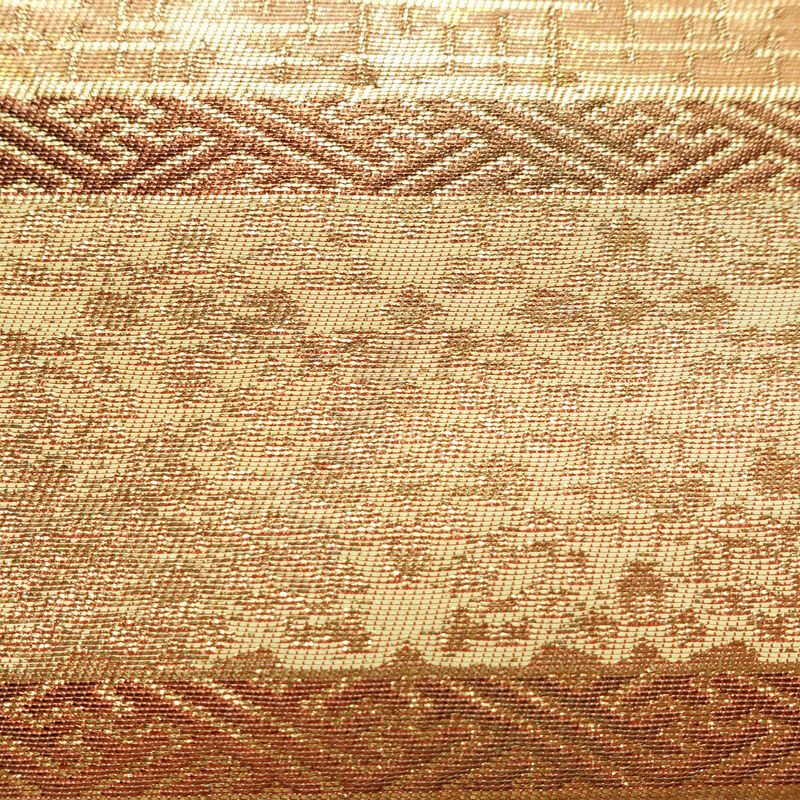 名古屋帯 太鼓柄 良品 正絹 縞柄・線柄 名古屋仕立て なごや帯 リサイクル帯 帯 ピンクオレンジ 橙_画像3