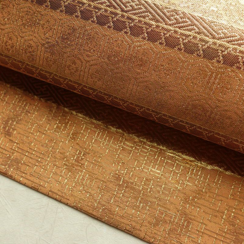 名古屋帯 太鼓柄 良品 正絹 縞柄・線柄 名古屋仕立て なごや帯 リサイクル帯 帯 ピンクオレンジ 橙_画像7