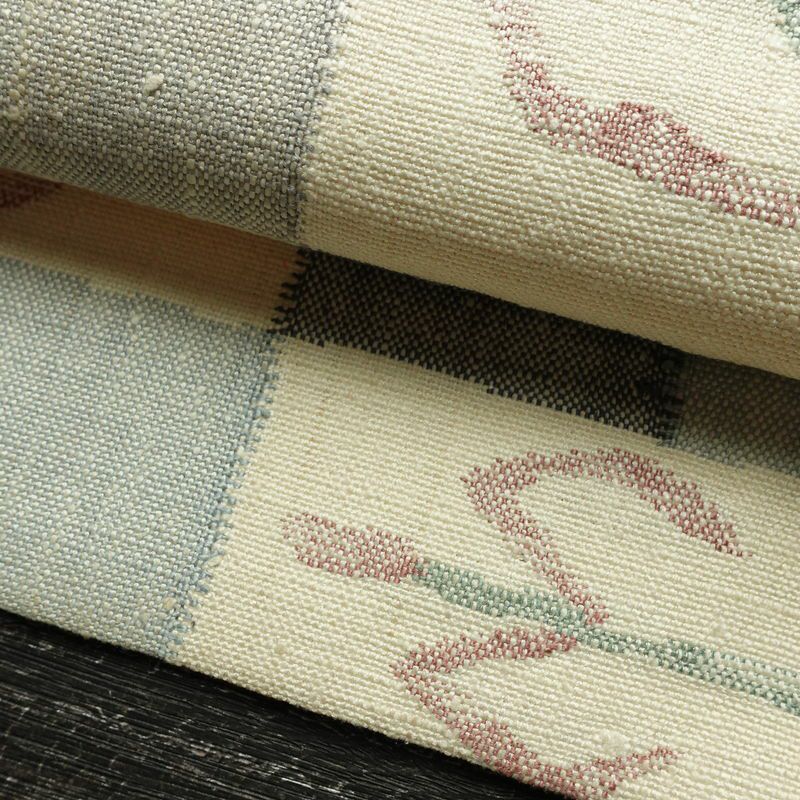 名古屋帯 六通柄 正絹 幾何学柄・抽象柄 松葉仕立て なごや帯 リサイクル帯 帯 モダン 多色使い_画像5