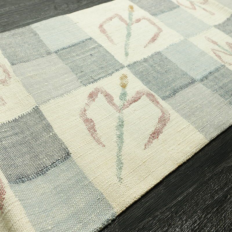 名古屋帯 六通柄 正絹 幾何学柄・抽象柄 松葉仕立て なごや帯 リサイクル帯 帯 モダン 多色使い_画像8