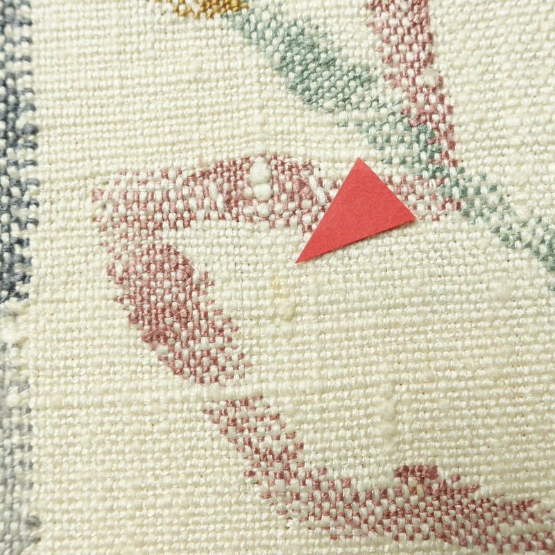 名古屋帯 六通柄 正絹 幾何学柄・抽象柄 松葉仕立て なごや帯 リサイクル帯 帯 モダン 多色使い_画像9