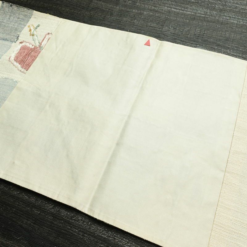 名古屋帯 六通柄 正絹 幾何学柄・抽象柄 松葉仕立て なごや帯 リサイクル帯 帯 モダン 多色使い_画像19