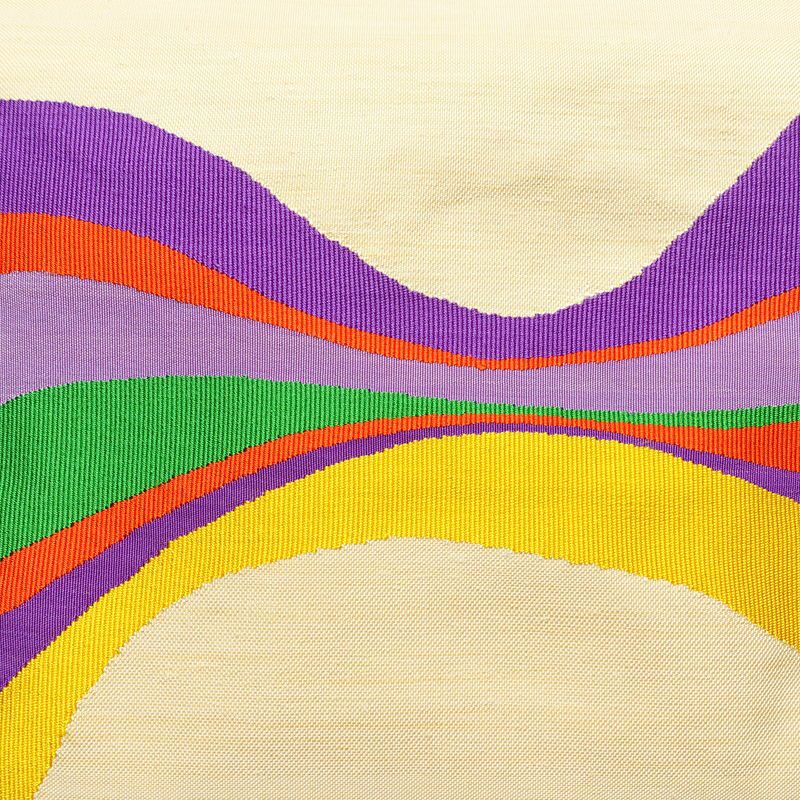 名古屋帯 太鼓柄 良品 正絹 幾何学柄・抽象柄 名古屋仕立て なごや帯 リサイクル帯 帯 モダン クリーム_画像2