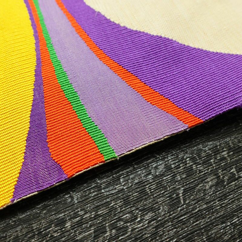 名古屋帯 太鼓柄 良品 正絹 幾何学柄・抽象柄 名古屋仕立て なごや帯 リサイクル帯 帯 モダン クリーム_画像12