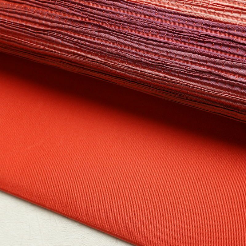 名古屋帯 太鼓柄 正絹 縞柄・線柄 名古屋仕立て なごや帯 リサイクル帯 帯 モダン 赤・朱_画像7