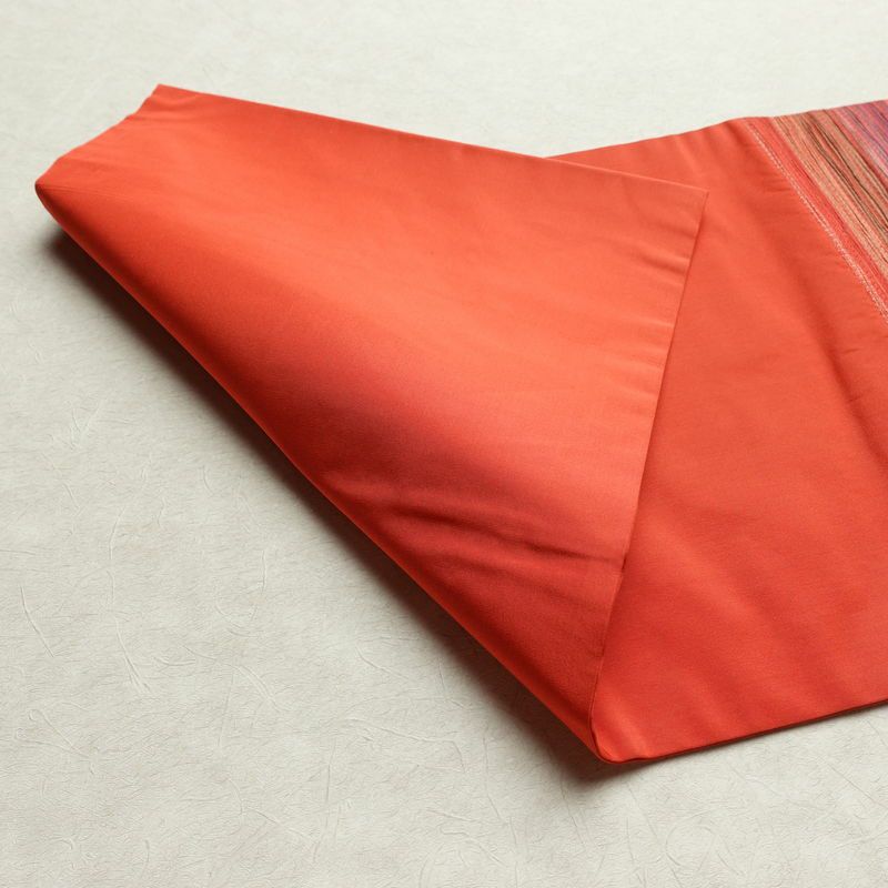 名古屋帯 太鼓柄 正絹 縞柄・線柄 名古屋仕立て なごや帯 リサイクル帯 帯 モダン 赤・朱_画像9