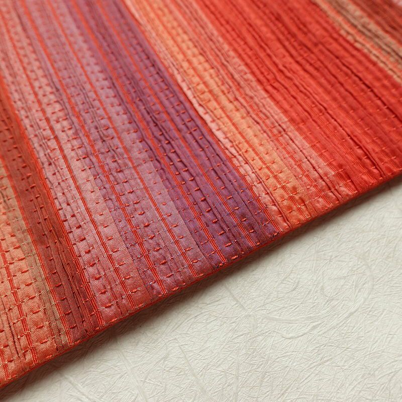 名古屋帯 太鼓柄 正絹 縞柄・線柄 名古屋仕立て なごや帯 リサイクル帯 帯 モダン 赤・朱_画像11