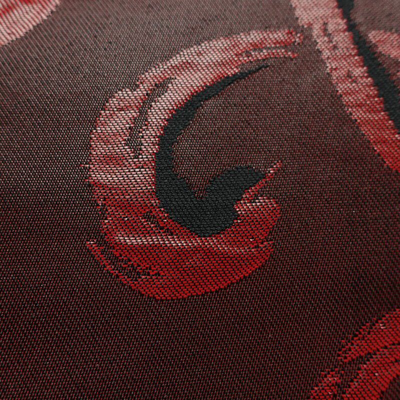 名古屋帯 六通柄 良品 正絹 木の葉・植物柄 名古屋仕立て なごや帯 リサイクル帯 帯 小豆・エンジ_画像4