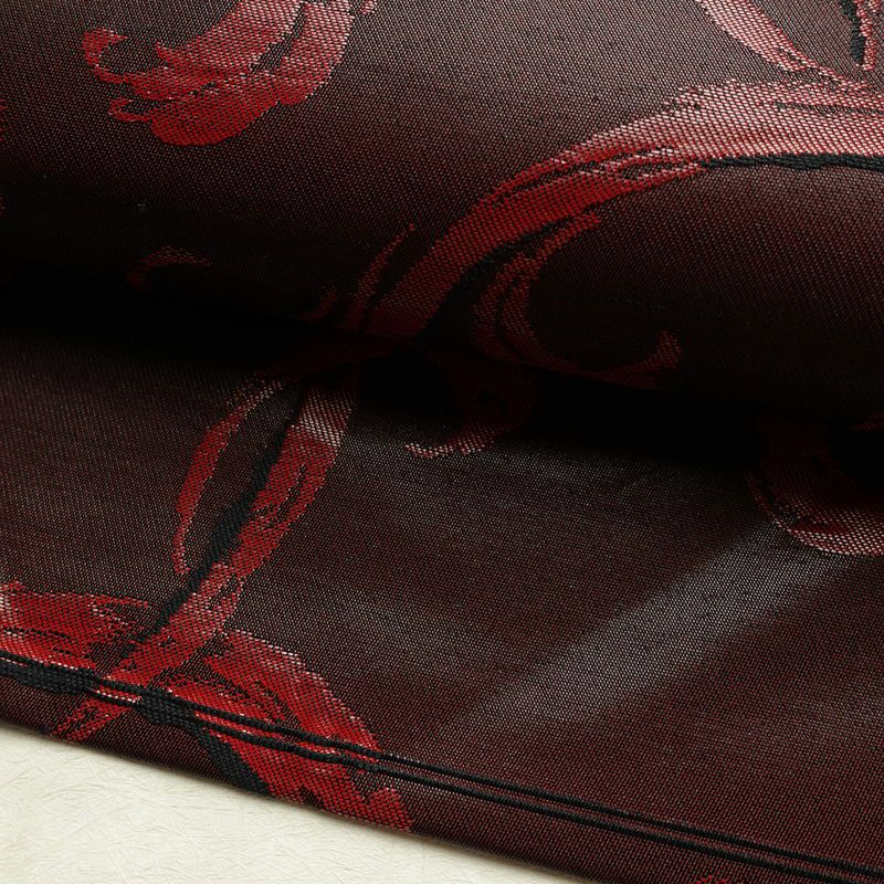 名古屋帯 六通柄 良品 正絹 木の葉・植物柄 名古屋仕立て なごや帯 リサイクル帯 帯 小豆・エンジ_画像7