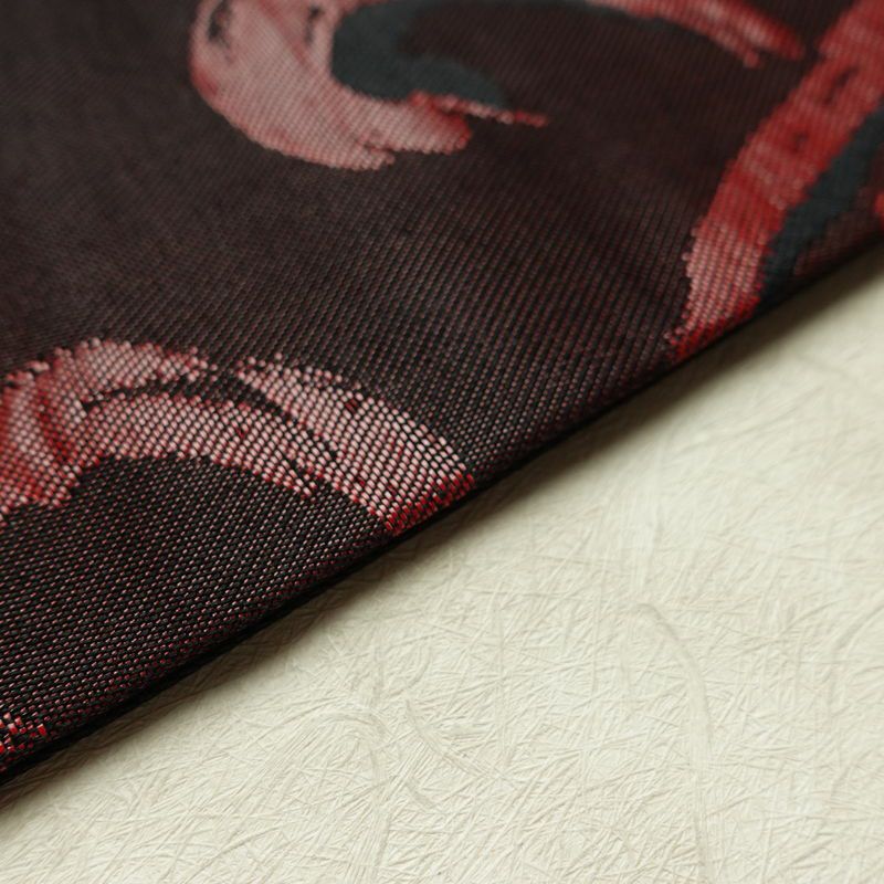 名古屋帯 六通柄 良品 正絹 木の葉・植物柄 名古屋仕立て なごや帯 リサイクル帯 帯 小豆・エンジ_画像12