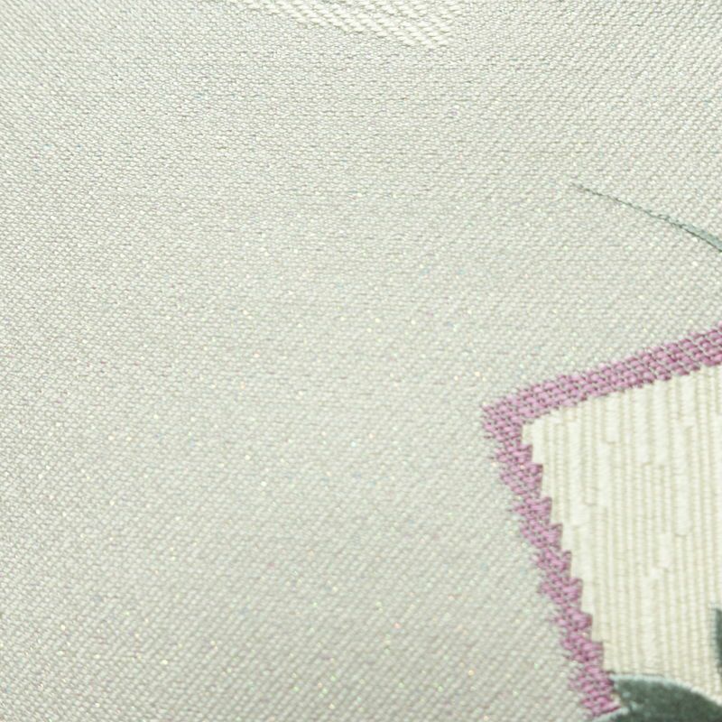 名古屋帯 太鼓柄 良品 正絹 木の葉・植物柄 名古屋仕立て なごや帯 リサイクル帯 帯 刺繍 箔 青・紺_画像6