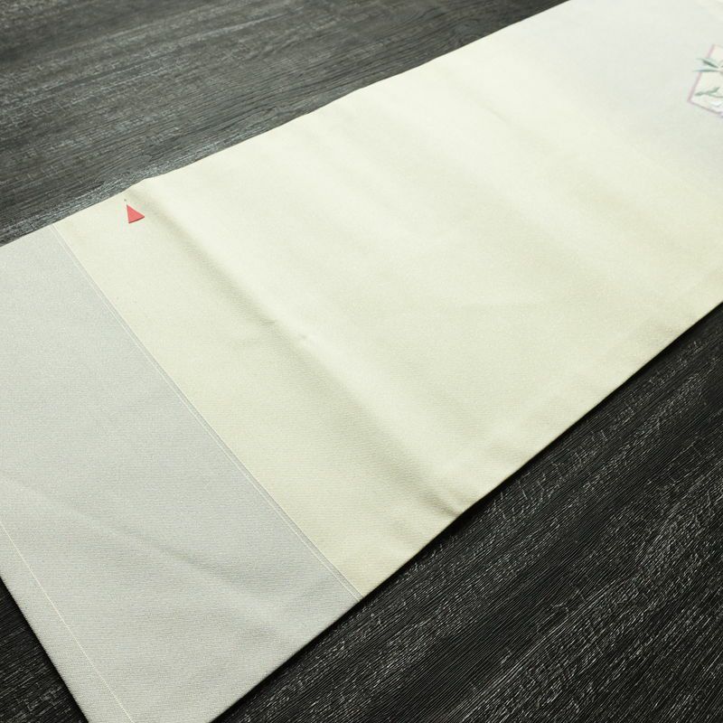 名古屋帯 太鼓柄 良品 正絹 木の葉・植物柄 名古屋仕立て なごや帯 リサイクル帯 帯 刺繍 箔 青・紺_画像8