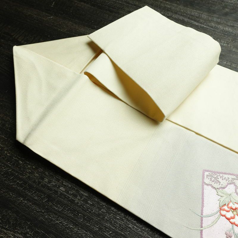 名古屋帯 太鼓柄 良品 正絹 木の葉・植物柄 名古屋仕立て なごや帯 リサイクル帯 帯 刺繍 箔 青・紺_画像22