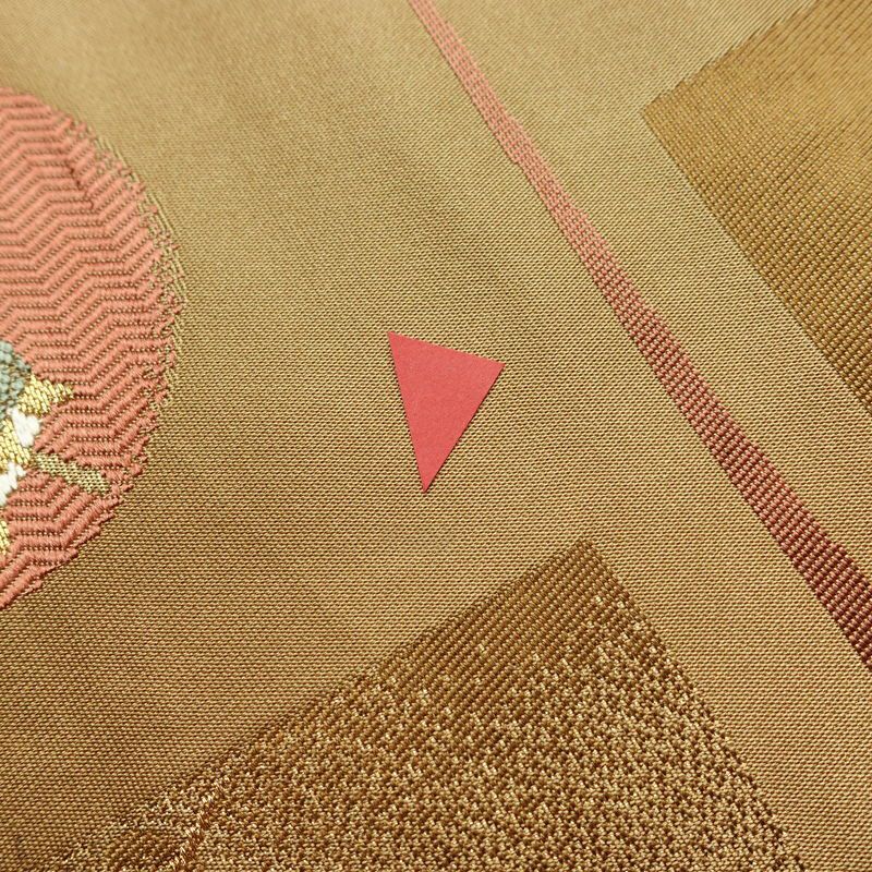 名古屋帯 六通柄 良品 正絹 古典柄 名古屋仕立て なごや帯 リサイクル帯 帯 箔 黄・黄土色_画像11