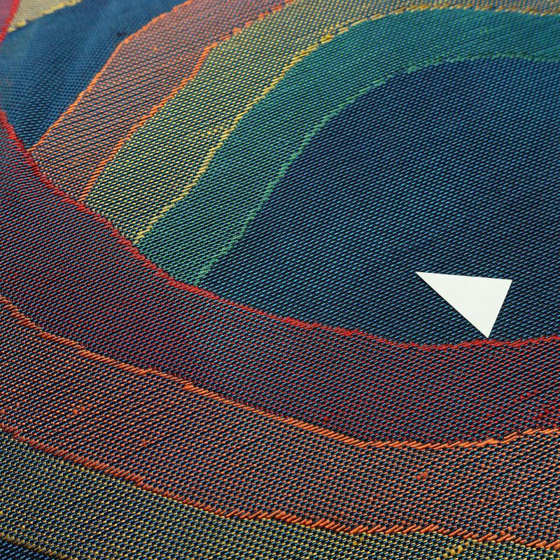 名古屋帯 六通柄 正絹 幾何学柄・抽象柄 松葉仕立て なごや帯 リサイクル帯 帯 モダン 青・紺_画像4