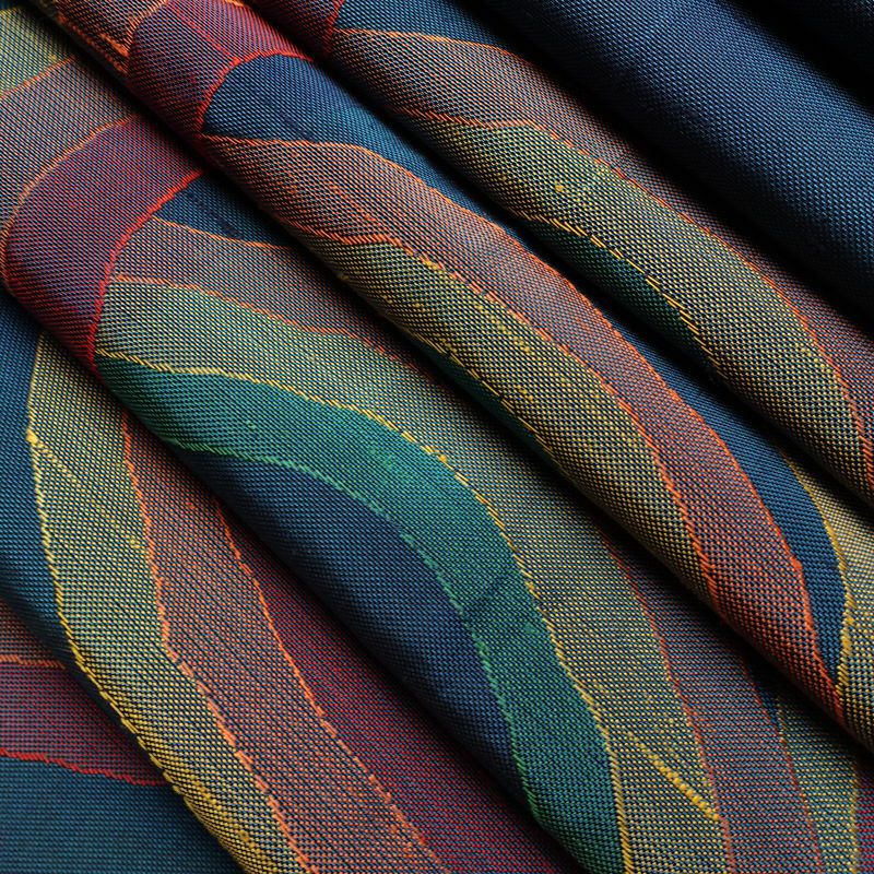 名古屋帯 六通柄 正絹 幾何学柄・抽象柄 松葉仕立て なごや帯 リサイクル帯 帯 モダン 青・紺_画像20