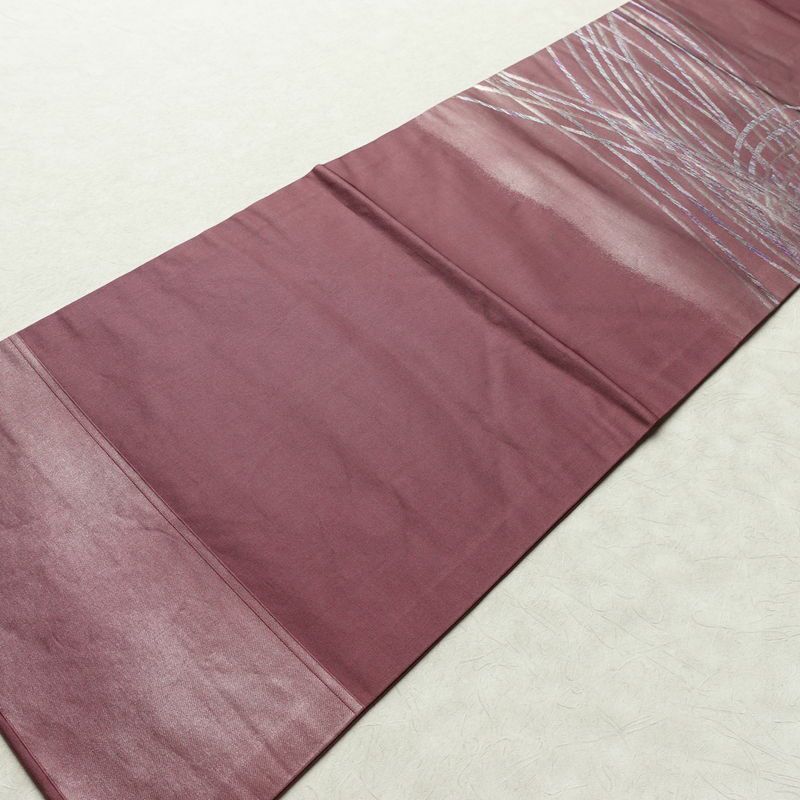 名古屋帯 太鼓柄 正絹 幾何学柄・抽象柄 名古屋仕立て なごや帯 リサイクル帯 帯 シンプル 紫・藤色_画像8