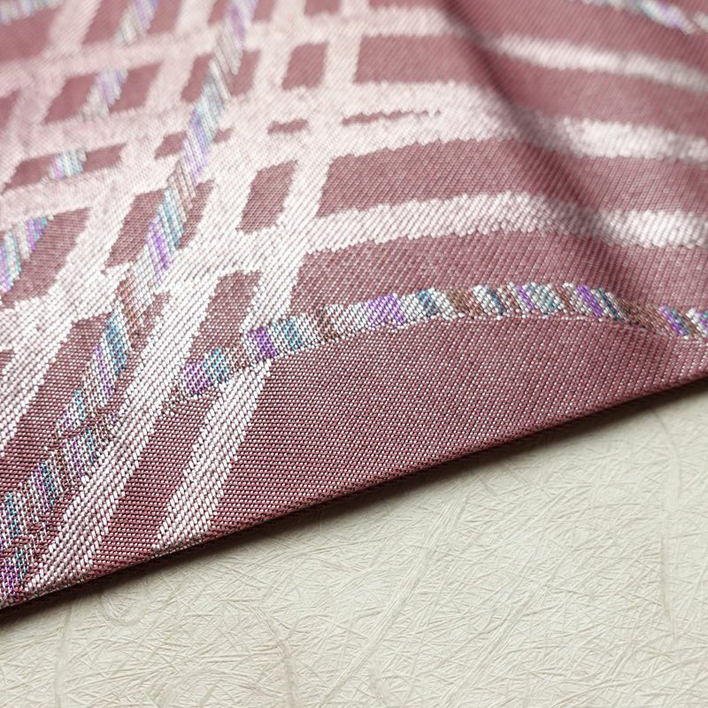 名古屋帯 太鼓柄 正絹 幾何学柄・抽象柄 名古屋仕立て なごや帯 リサイクル帯 帯 シンプル 紫・藤色_画像12