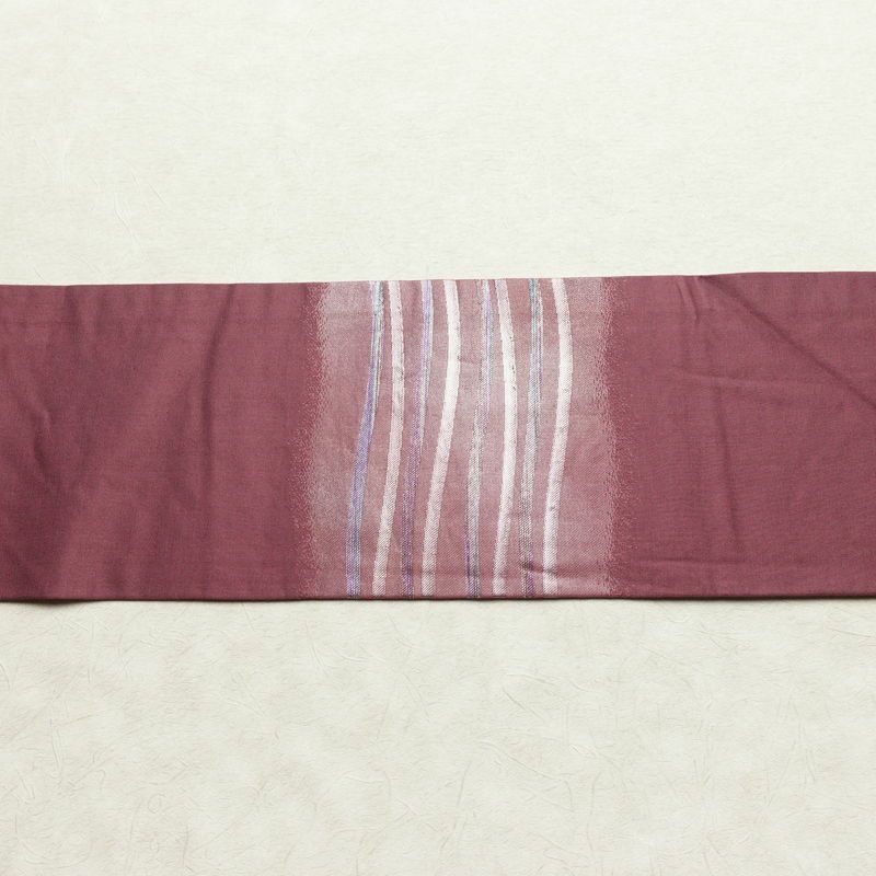 名古屋帯 太鼓柄 正絹 幾何学柄・抽象柄 名古屋仕立て なごや帯 リサイクル帯 帯 シンプル 紫・藤色_画像13