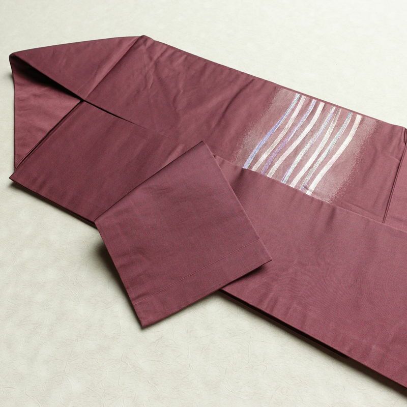 名古屋帯 太鼓柄 正絹 幾何学柄・抽象柄 名古屋仕立て なごや帯 リサイクル帯 帯 シンプル 紫・藤色_画像22