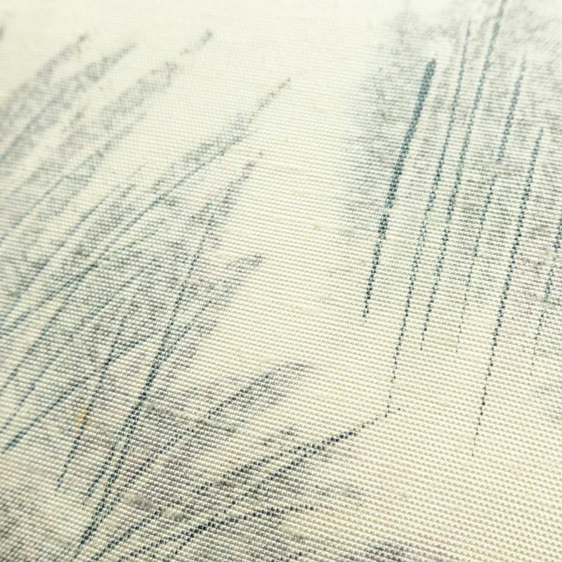 名古屋帯 太鼓柄 落款入り 正絹 風景柄 名古屋仕立て なごや帯 リサイクル帯 帯 白_画像7