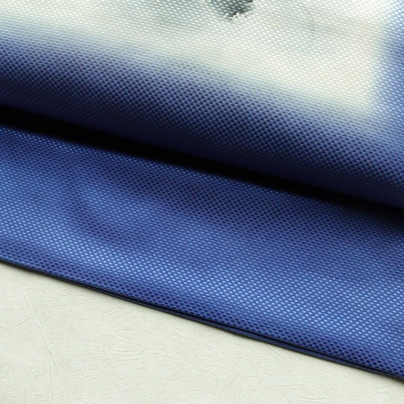 名古屋帯 斉藤三才 太鼓柄 落款入り 正絹 花柄 名古屋仕立て なごや帯 リサイクル帯 帯 シンプル 青・紺_画像7