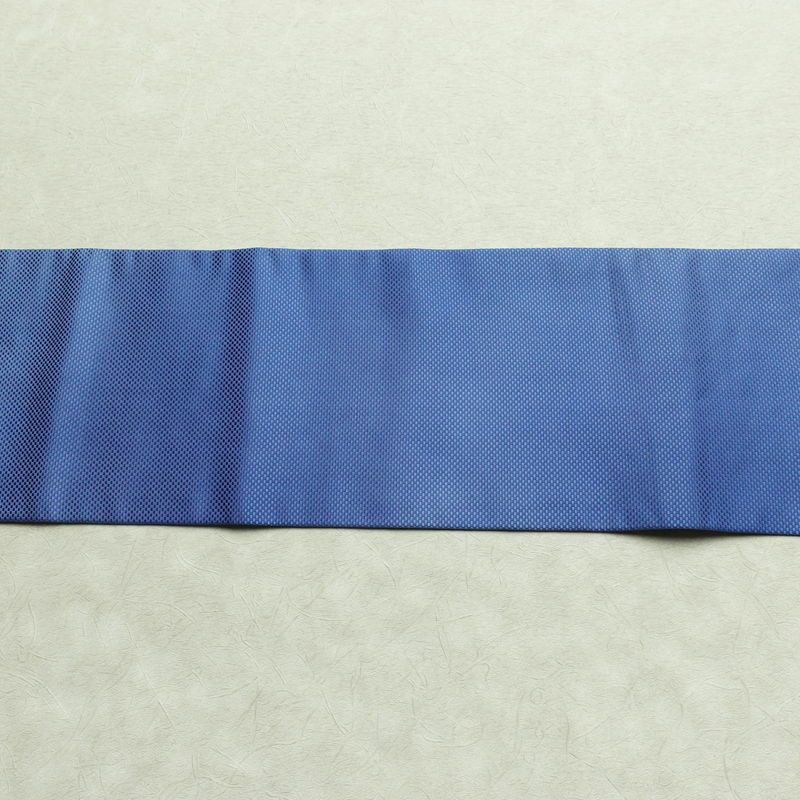 名古屋帯 斉藤三才 太鼓柄 落款入り 正絹 花柄 名古屋仕立て なごや帯 リサイクル帯 帯 シンプル 青・紺_画像13