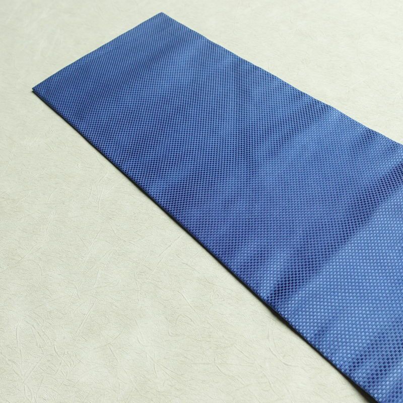 名古屋帯 斉藤三才 太鼓柄 落款入り 正絹 花柄 名古屋仕立て なごや帯 リサイクル帯 帯 シンプル 青・紺_画像14