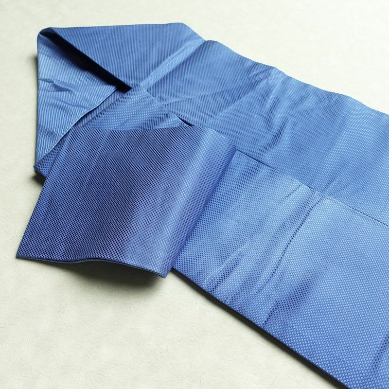 名古屋帯 斉藤三才 太鼓柄 落款入り 正絹 花柄 名古屋仕立て なごや帯 リサイクル帯 帯 シンプル 青・紺_画像21